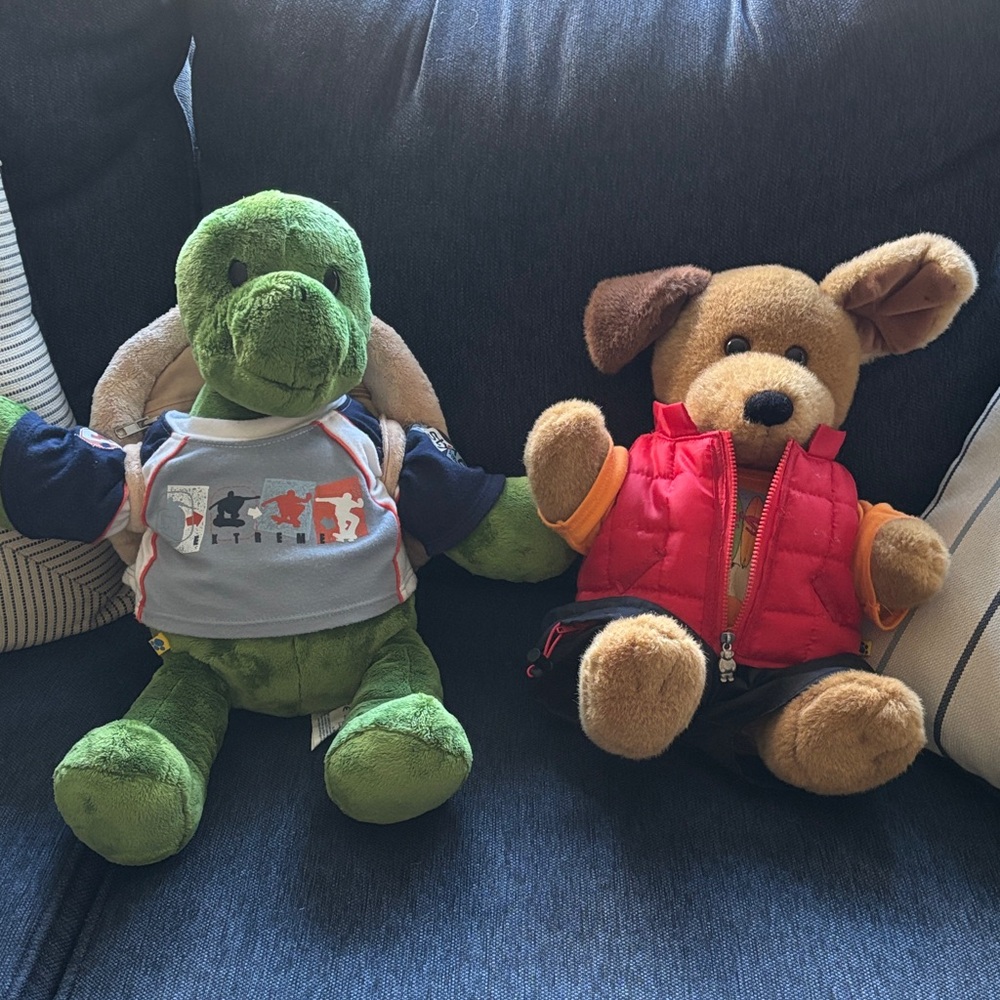 Build a bear Plush Turtle and Dog Toy Set with outfits